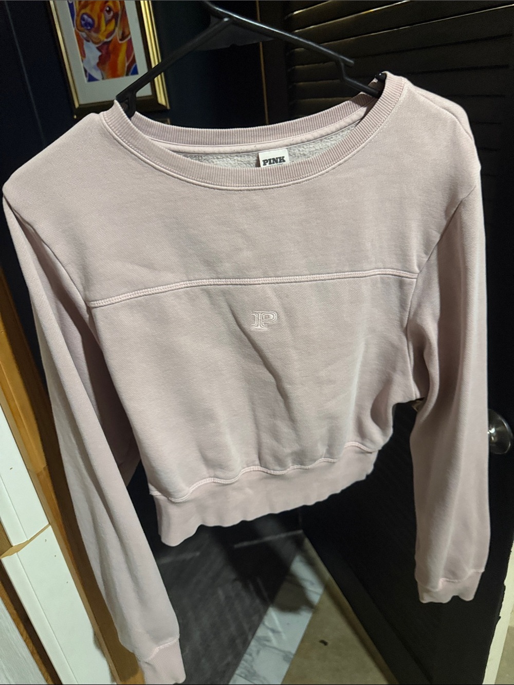 PINK Victoria's Secret Light Dusty Pink Cropped Crewneck Sweatshirt
